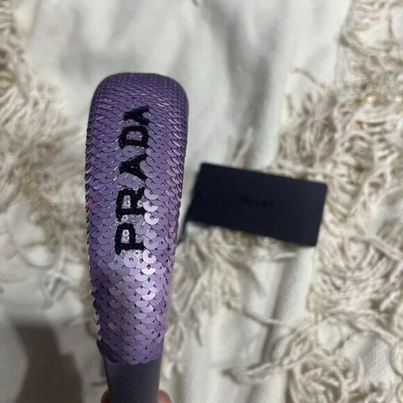 Prada Sequin Purple Logo Headband NEW main image 7